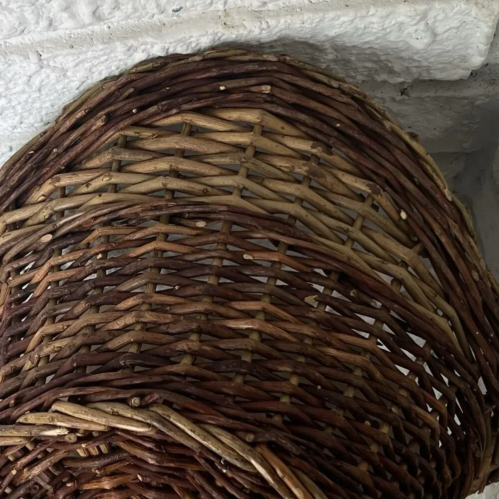 VTG Asymmetrical Decorative Wicker Basket Catchall Brown Farmhouse Minimalist